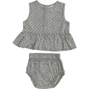 Light Green Floral Peplum Set