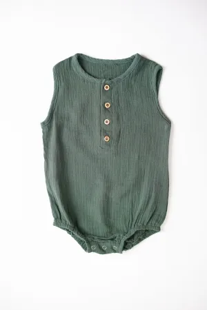 Lightweight cotton romper (green)
