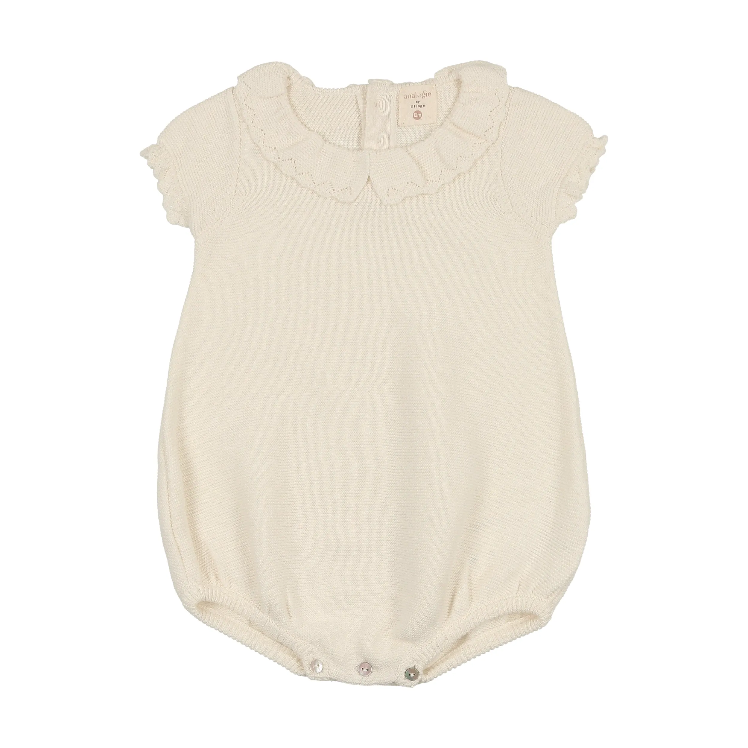 Lilette Knit Collar Ruffle Romper - Cream