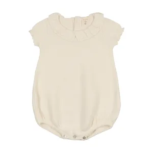 Lilette Knit Collar Ruffle Romper - Cream