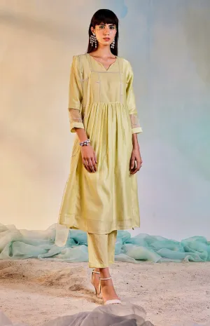 Lime Yellow Classic Straight Kurta Set