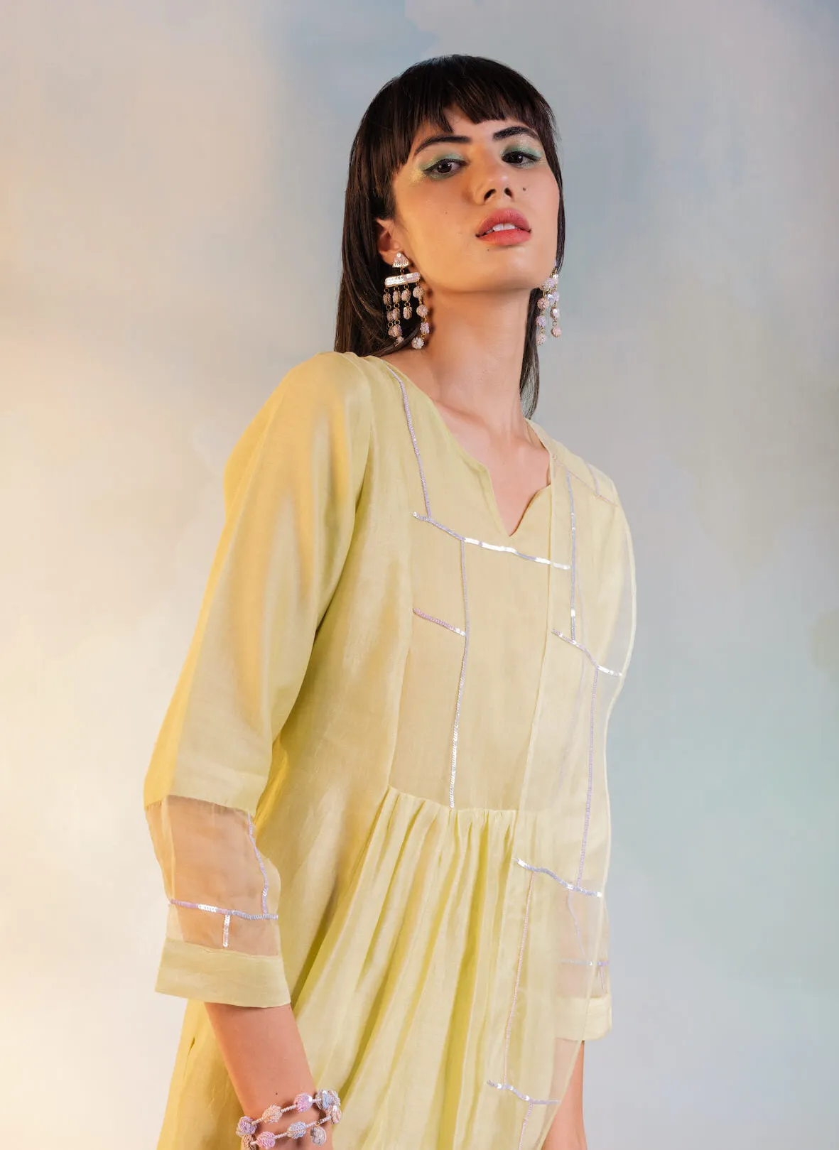 Lime Yellow Classic Straight Kurta Set