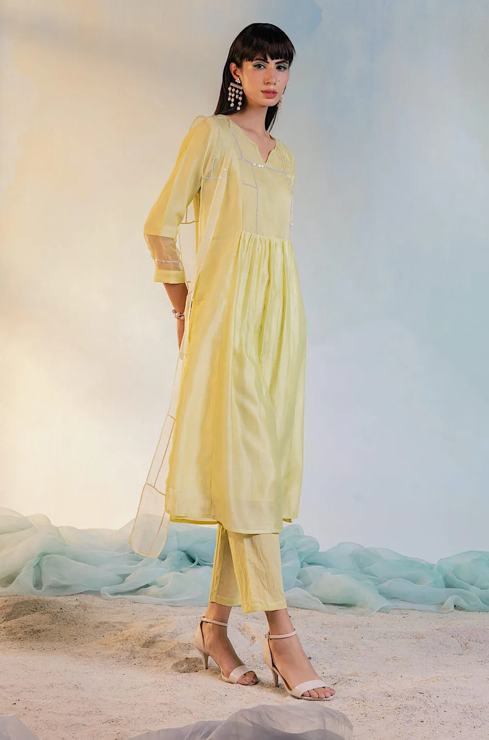 Lime Yellow Classic Straight Kurta Set