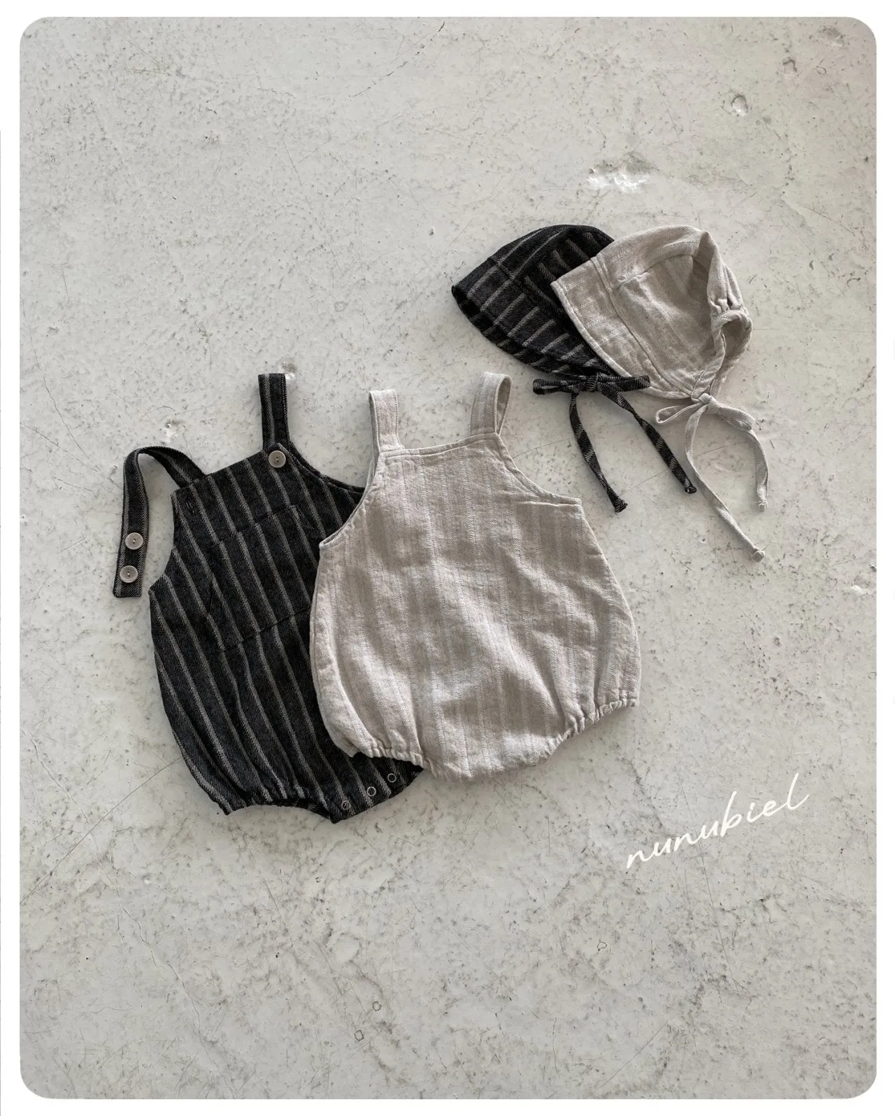 Linen rompers & bonnet