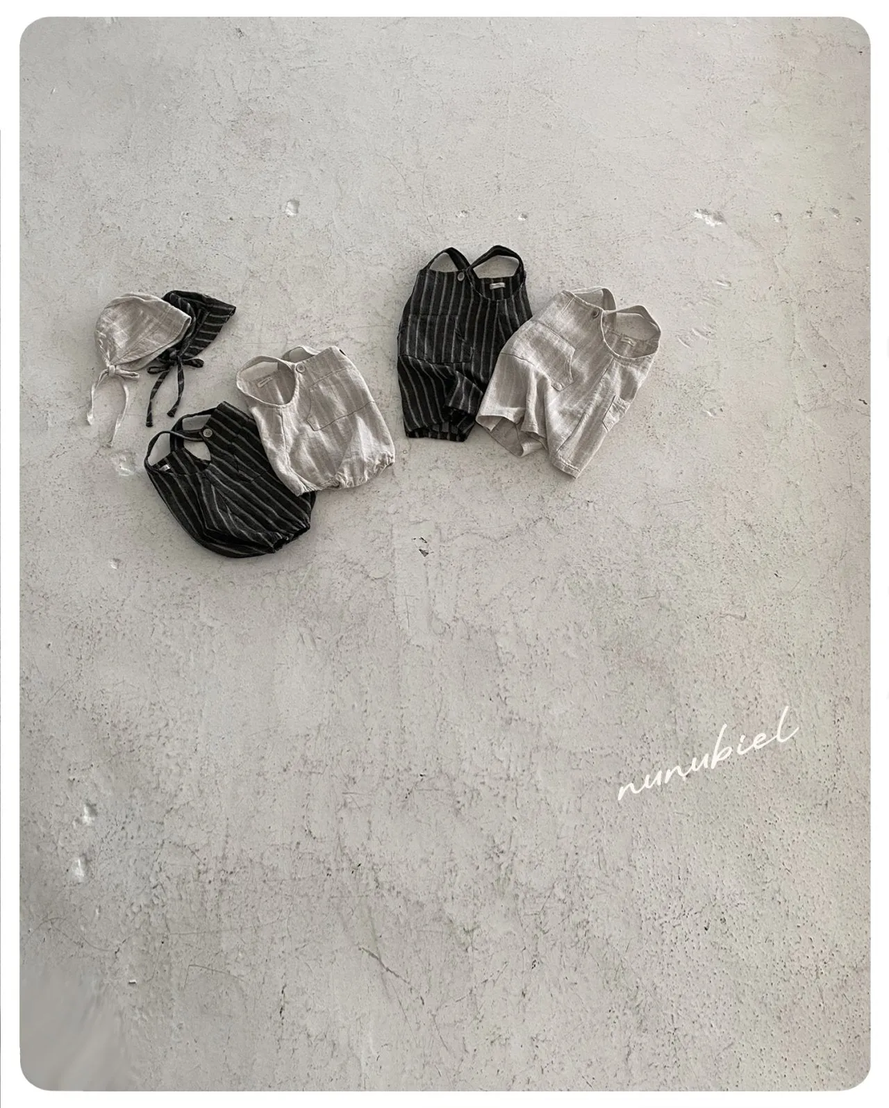 Linen rompers & bonnet