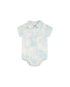 Linen Toile Stitch Detail Boy Romper