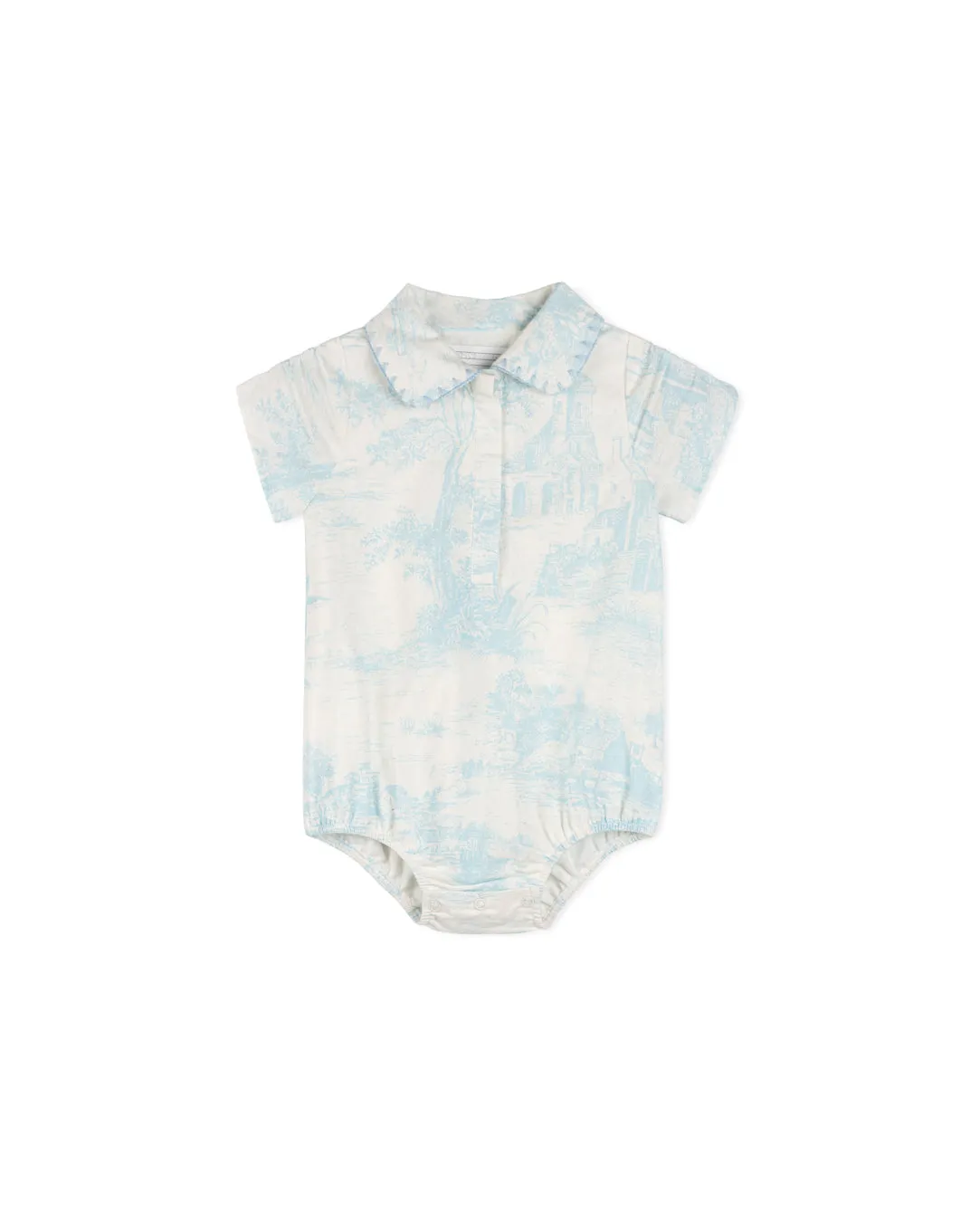 Linen Toile Stitch Detail Boy Romper