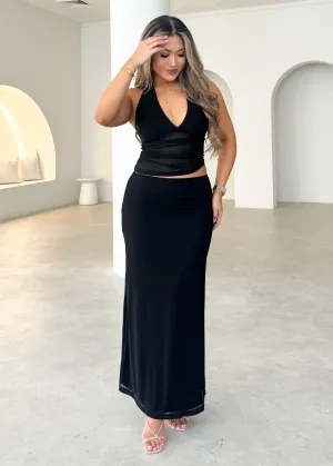 Linios Halter Mesh Top - Black