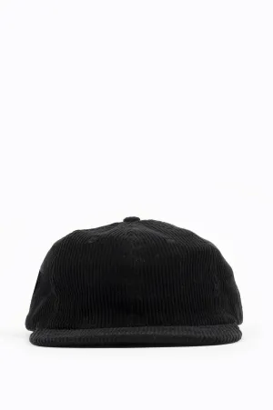 LITE YEAR GARMENT DYED 8 WALE CORD SIX PANEL CAP BLACK