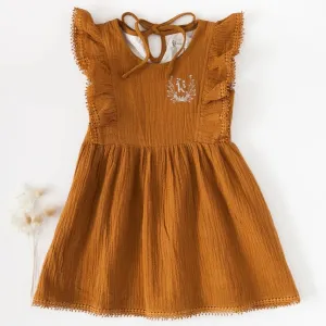 Little Angel Cotton & Lace Dress - Antique Gold