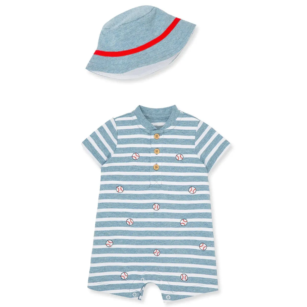 Little Me Baseball Romper & Hat Set