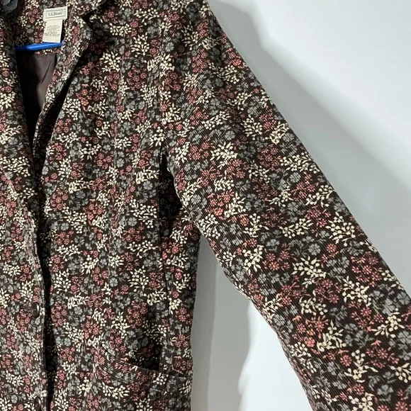 L.L. Bean Floral Print Corduroy Jacket Blazer size 12