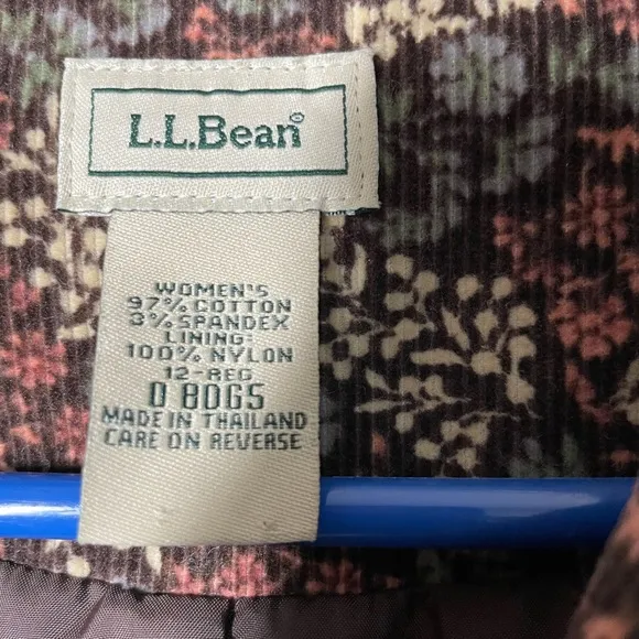 L.L. Bean Floral Print Corduroy Jacket Blazer size 12