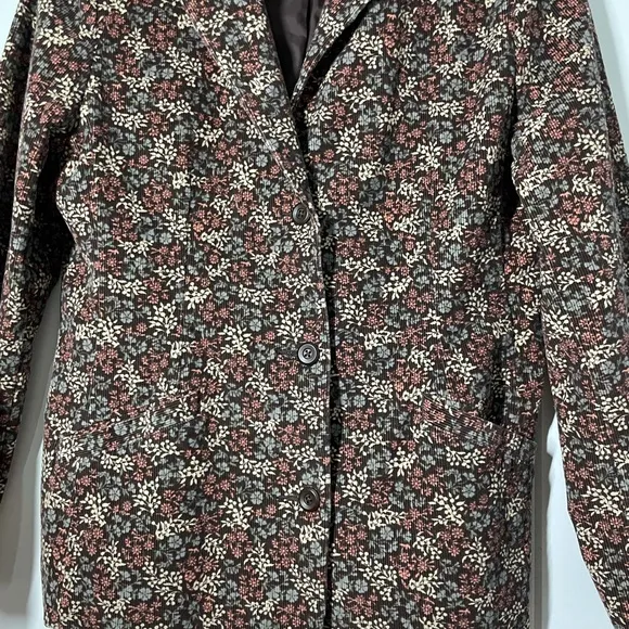 L.L. Bean Floral Print Corduroy Jacket Blazer size 12