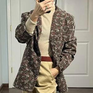 L.L. Bean Floral Print Corduroy Jacket Blazer size 12