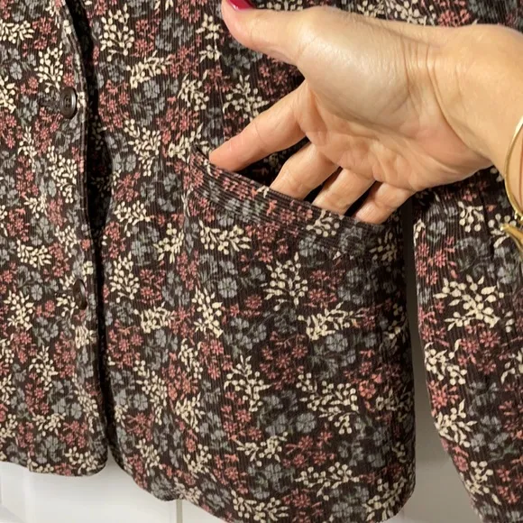 L.L. Bean Floral Print Corduroy Jacket Blazer size 12