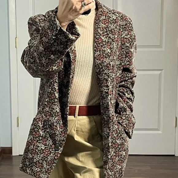 L.L. Bean Floral Print Corduroy Jacket Blazer size 12