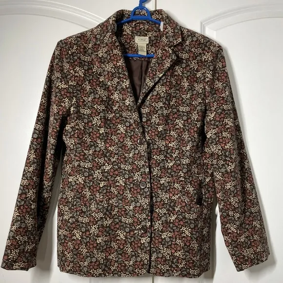 L.L. Bean Floral Print Corduroy Jacket Blazer size 12