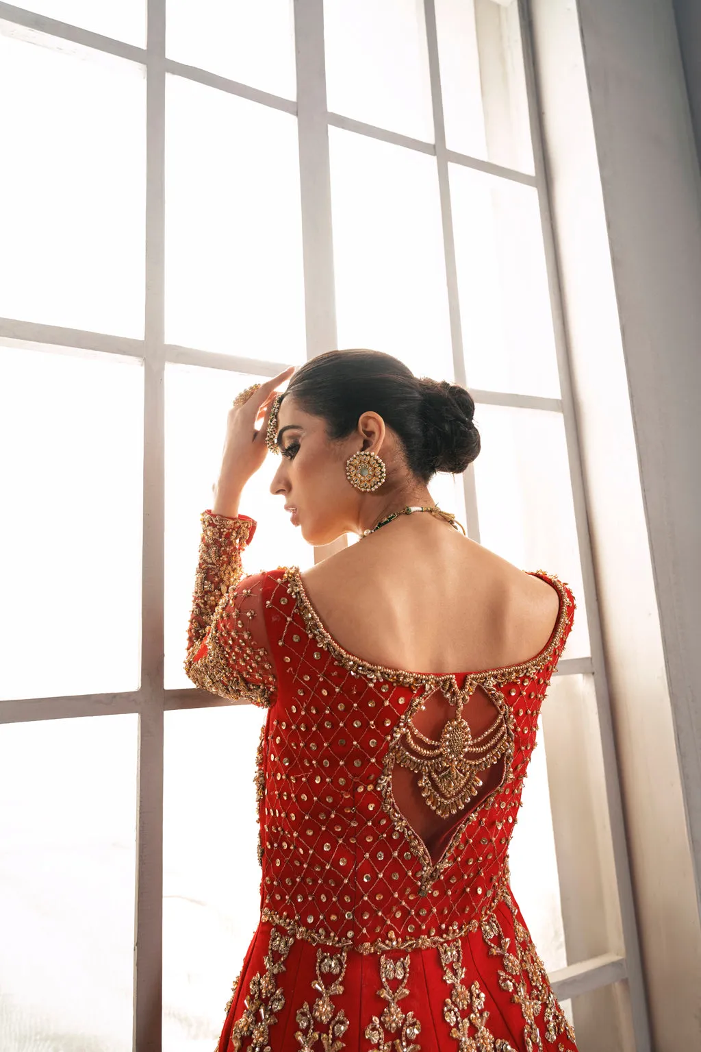 Long Red Frock Lehenga Bridal Pakistani Wedding Dresses