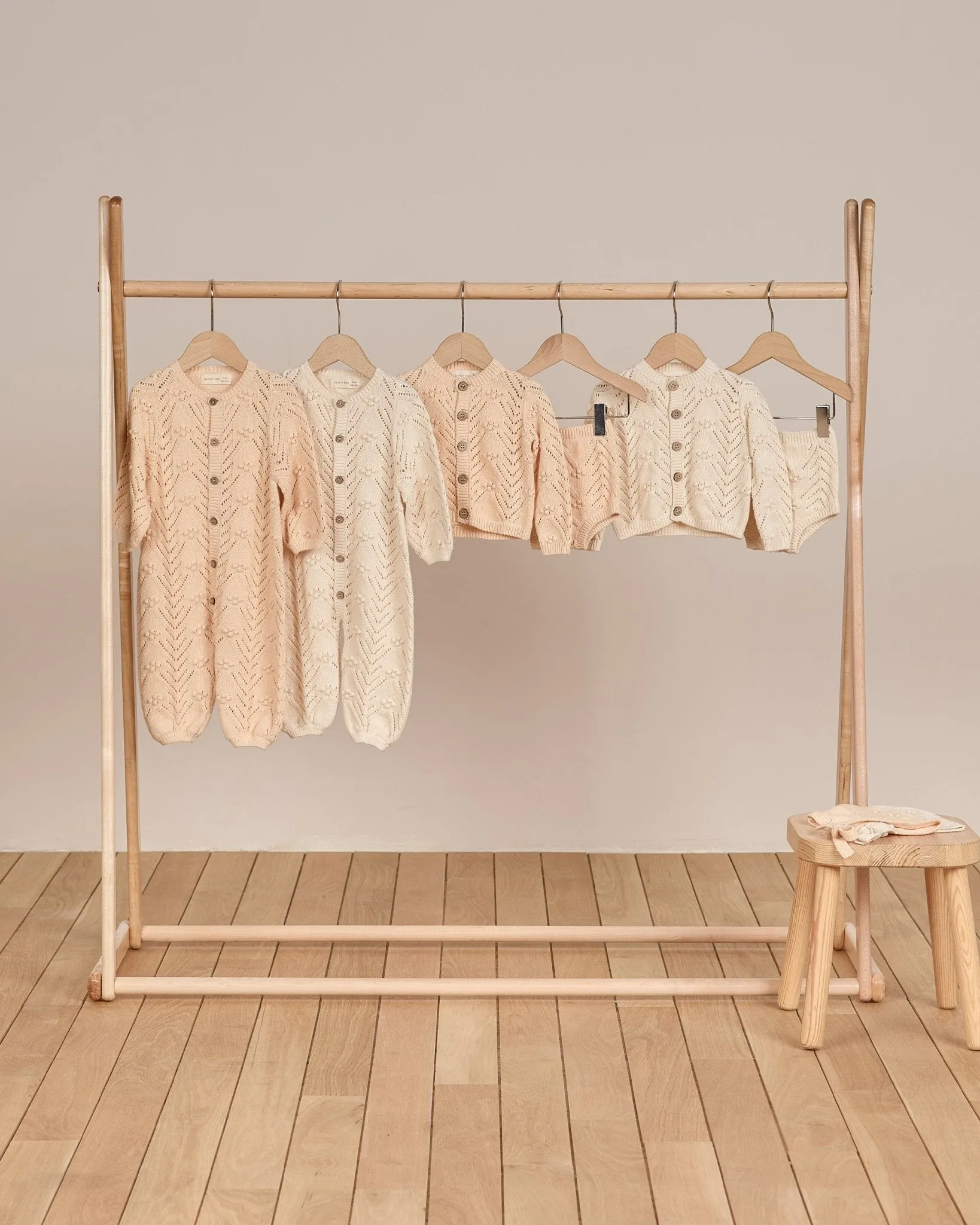 Long Sleeve Bobble Romper || Natural
