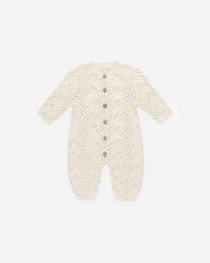 Long Sleeve Bobble Romper || Natural
