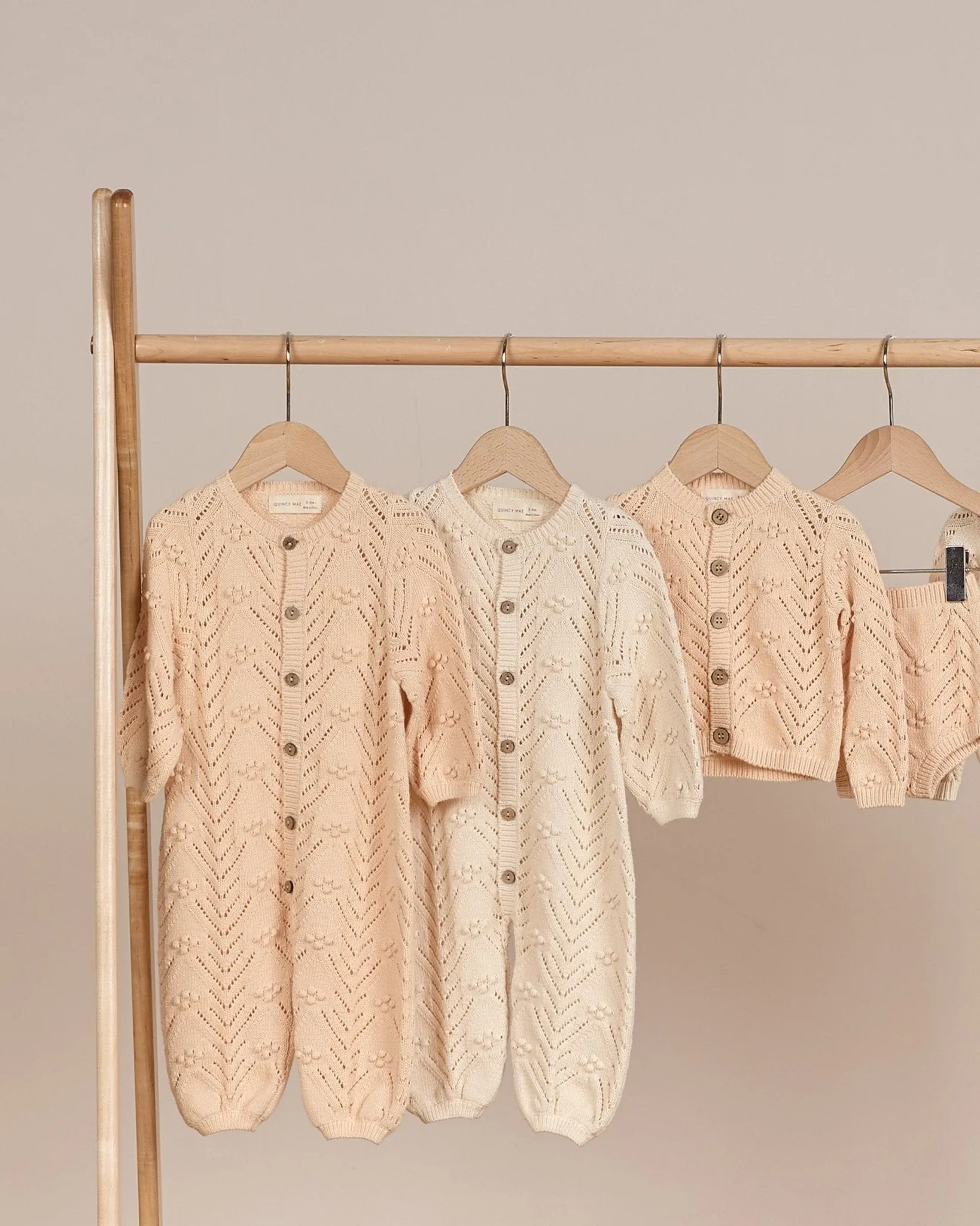 Long Sleeve Bobble Romper || Natural