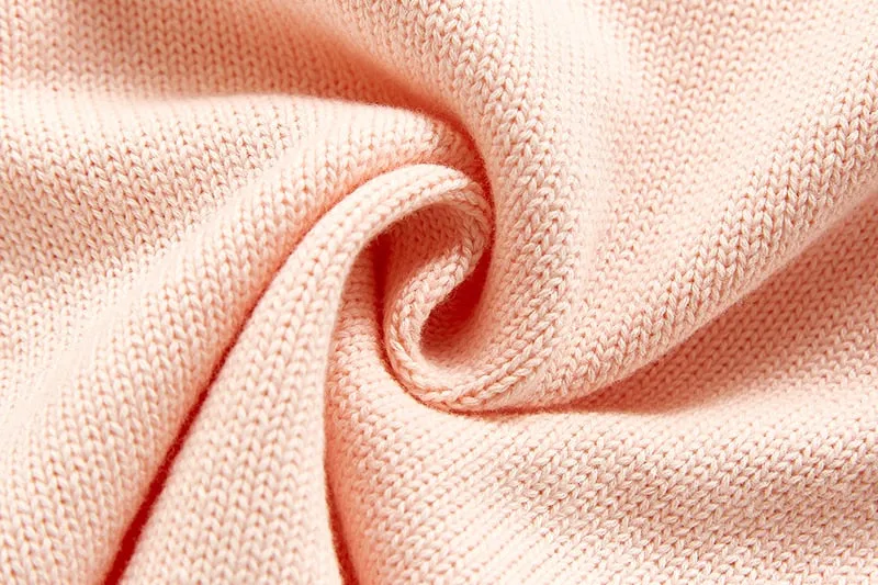 Long Sleeve Knitted Rompers Embroidery Pink