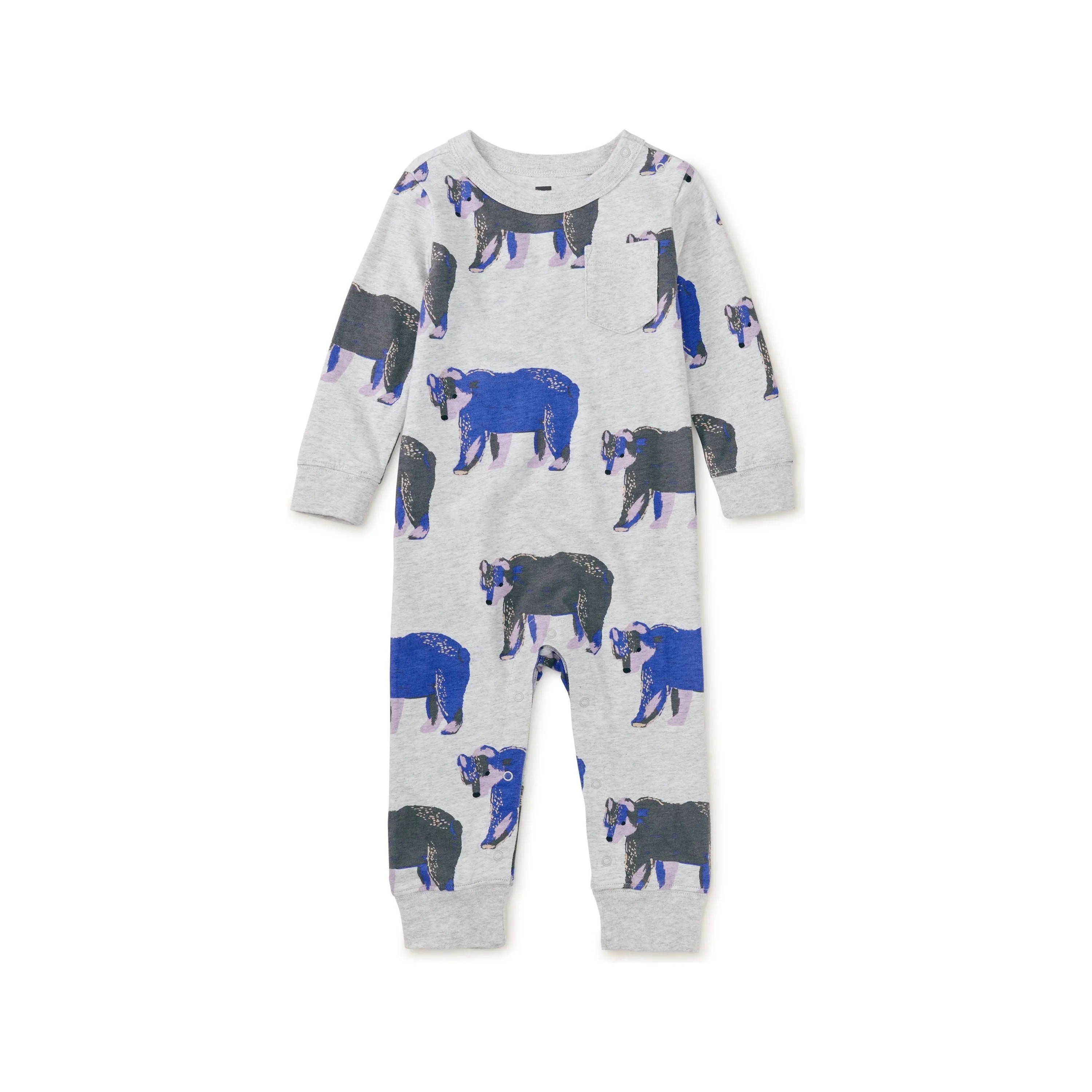 Long Sleeve Pocket Baby Romper - Bushy Bear