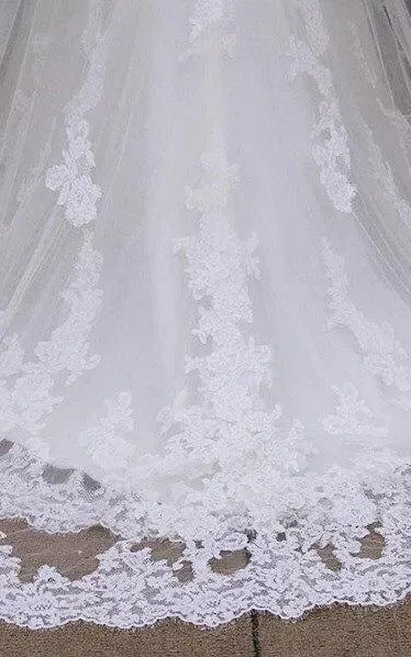 Long Sleeveless A-Line Lace Wedding Dress With Empire Waist-ET_711358