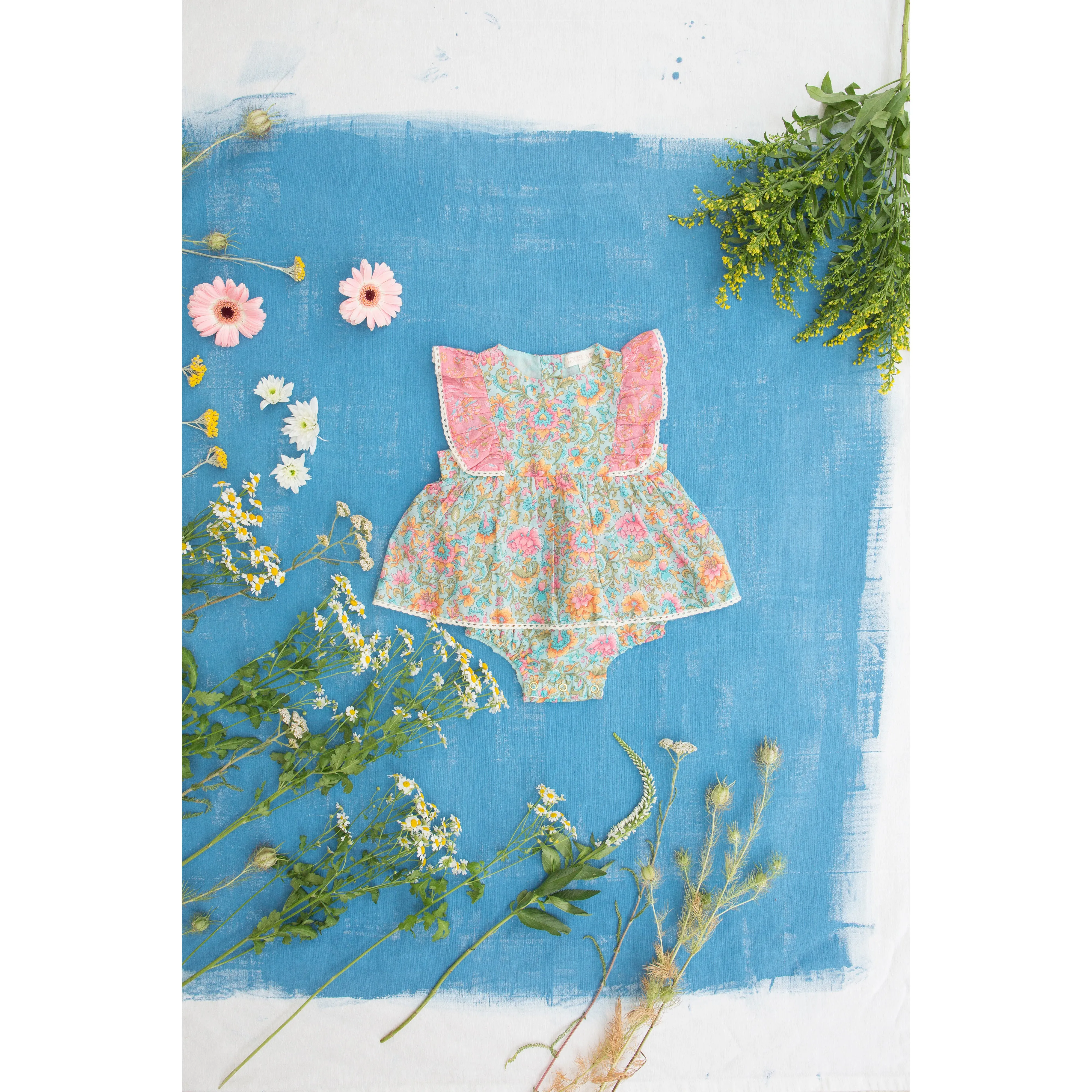 Louise Misha Rompers Lena Printed Cotton Voile Water R Flower-Pink
