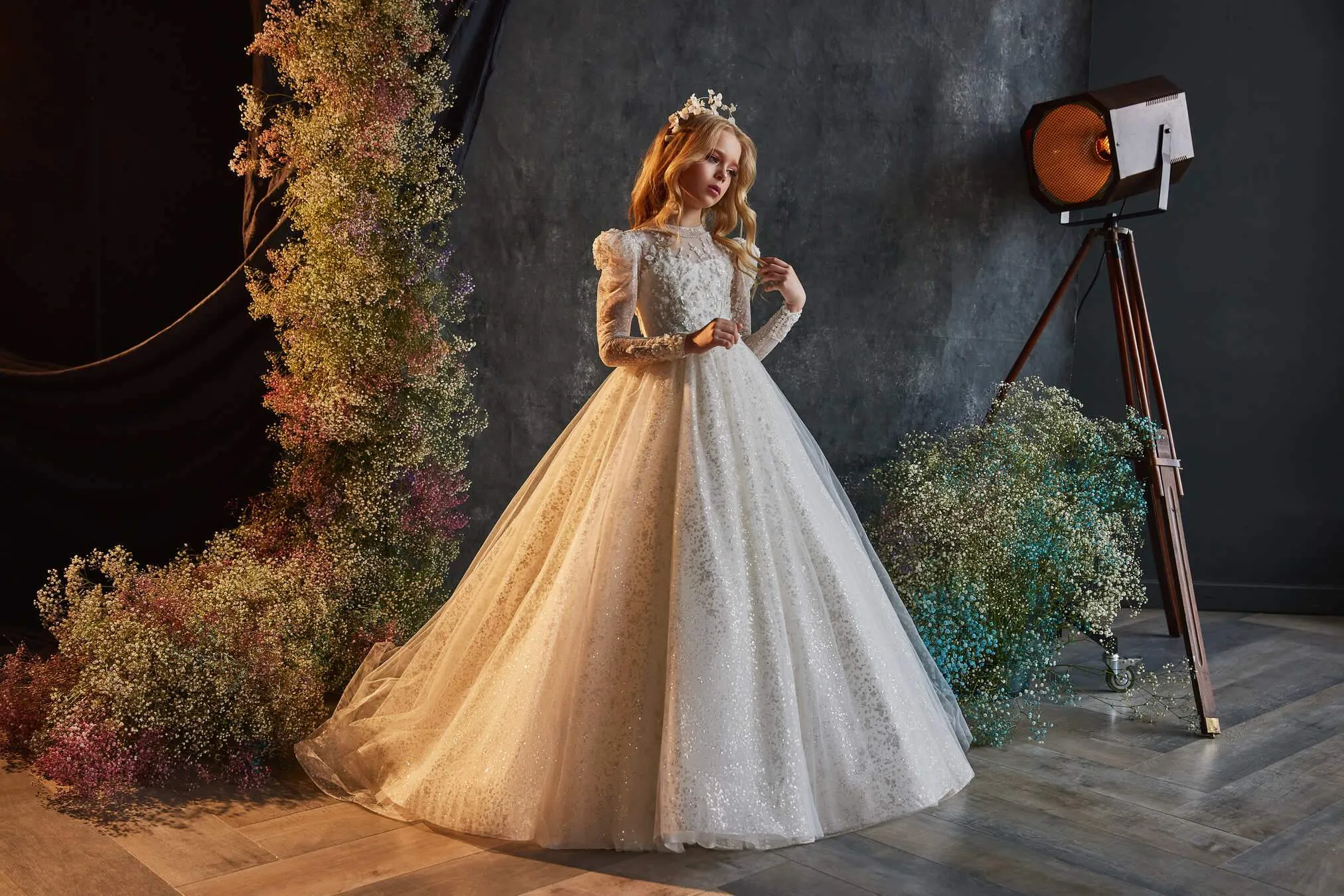 Luxurious Sparkly White Junior Bridesmaid Dress