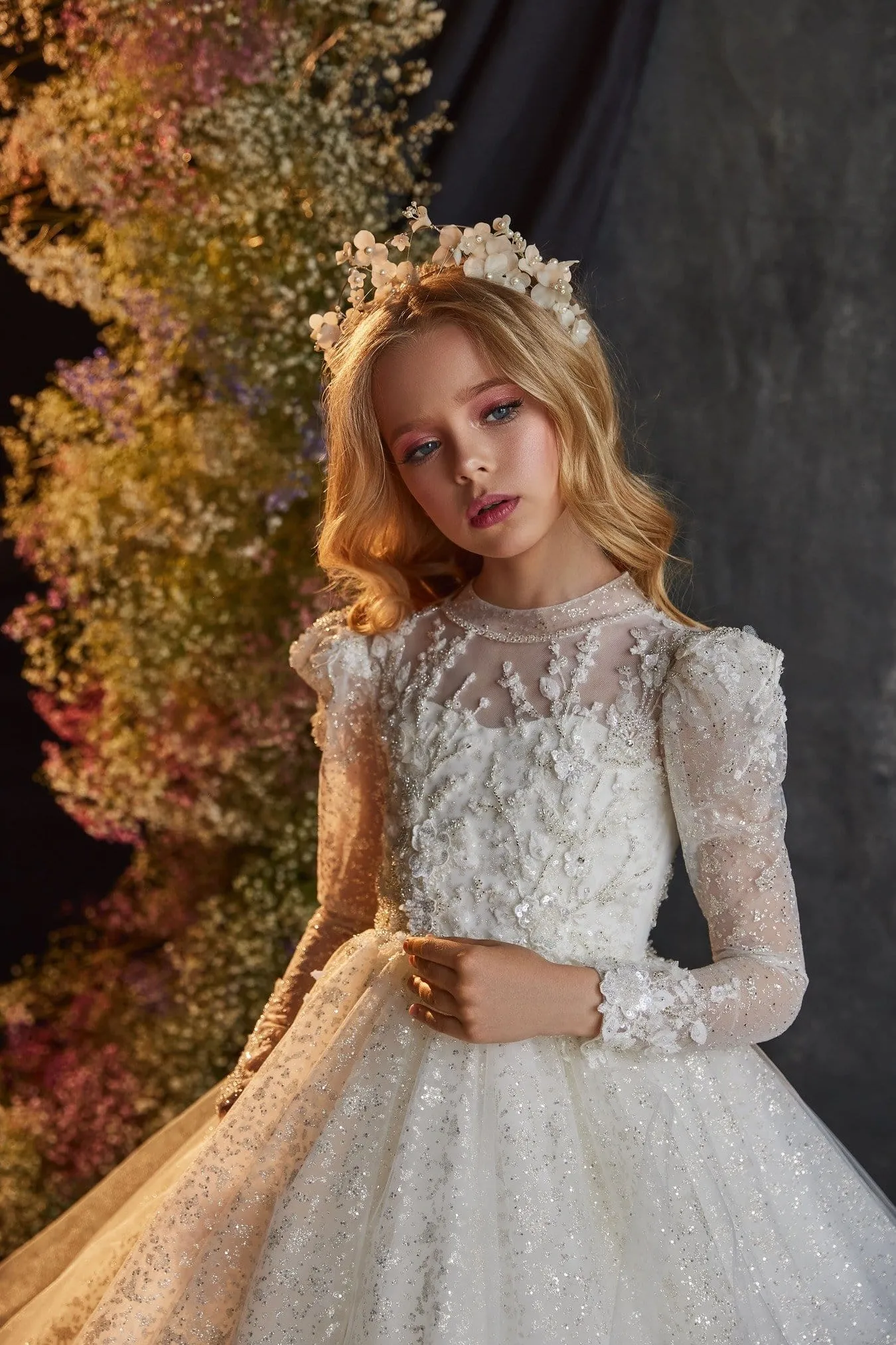 Luxurious Sparkly White Junior Bridesmaid Dress