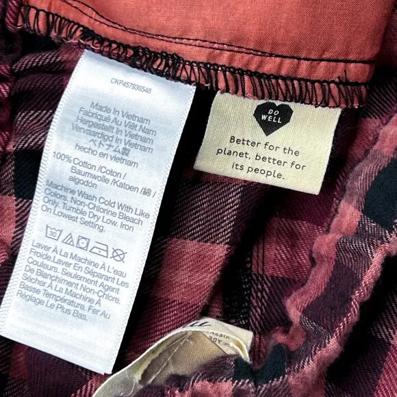 Madewell Flannel Pajama Set (Shirt and Pants) Plaid, Vintage Quartz Size XS NWT