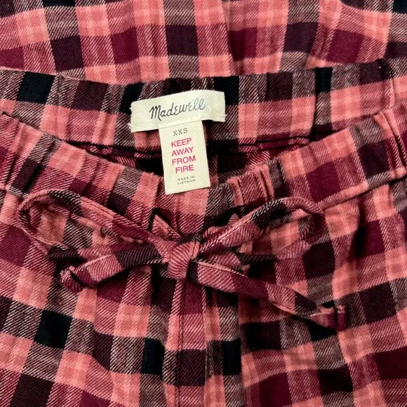Madewell Flannel Pajama Set (Shirt and Pants) Plaid, Vintage Quartz Size XS NWT