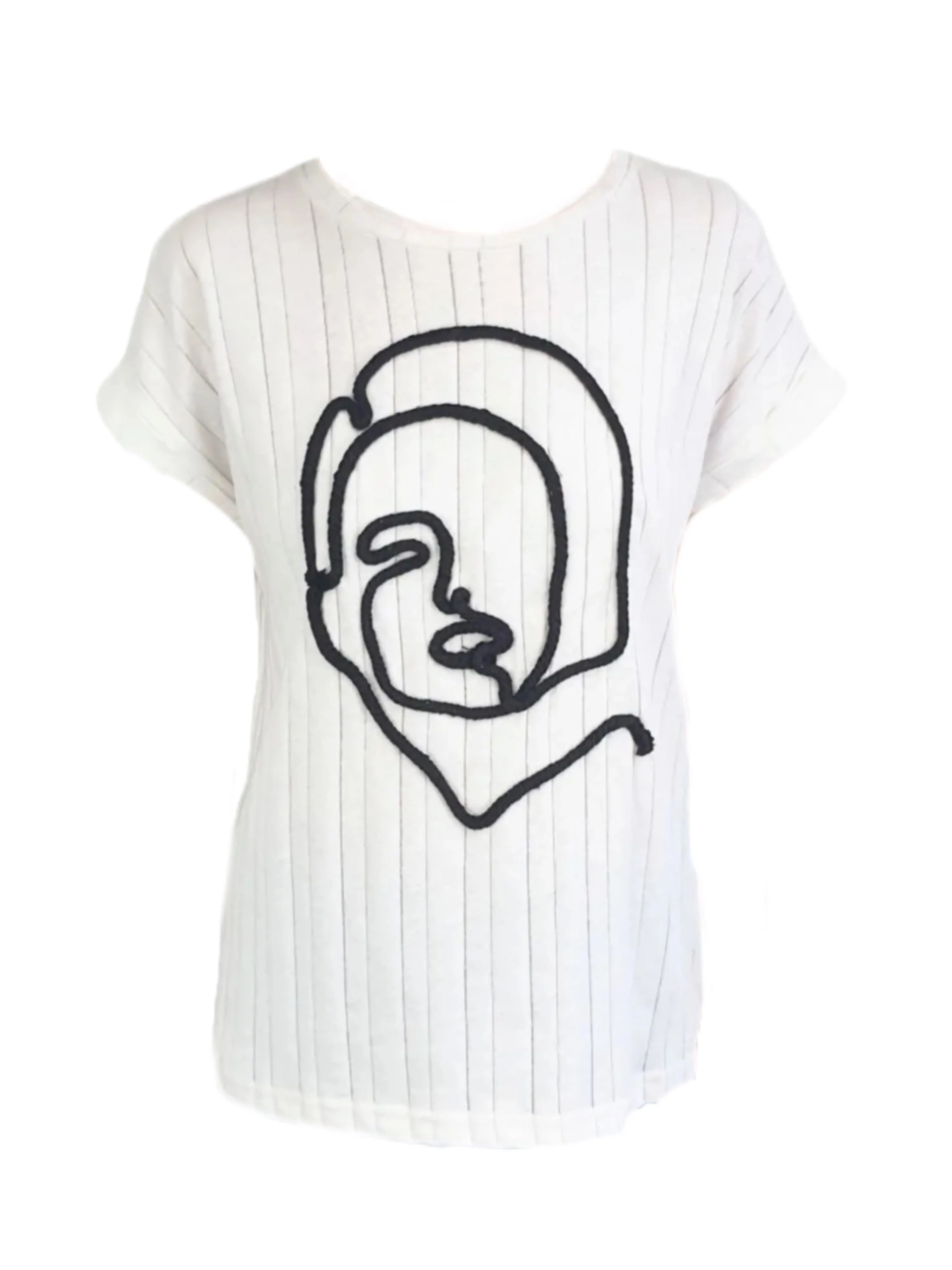 MADISON THE LABEL Women's White Embroidered Cotton T-Shirt #MS0109 X-Small NWT