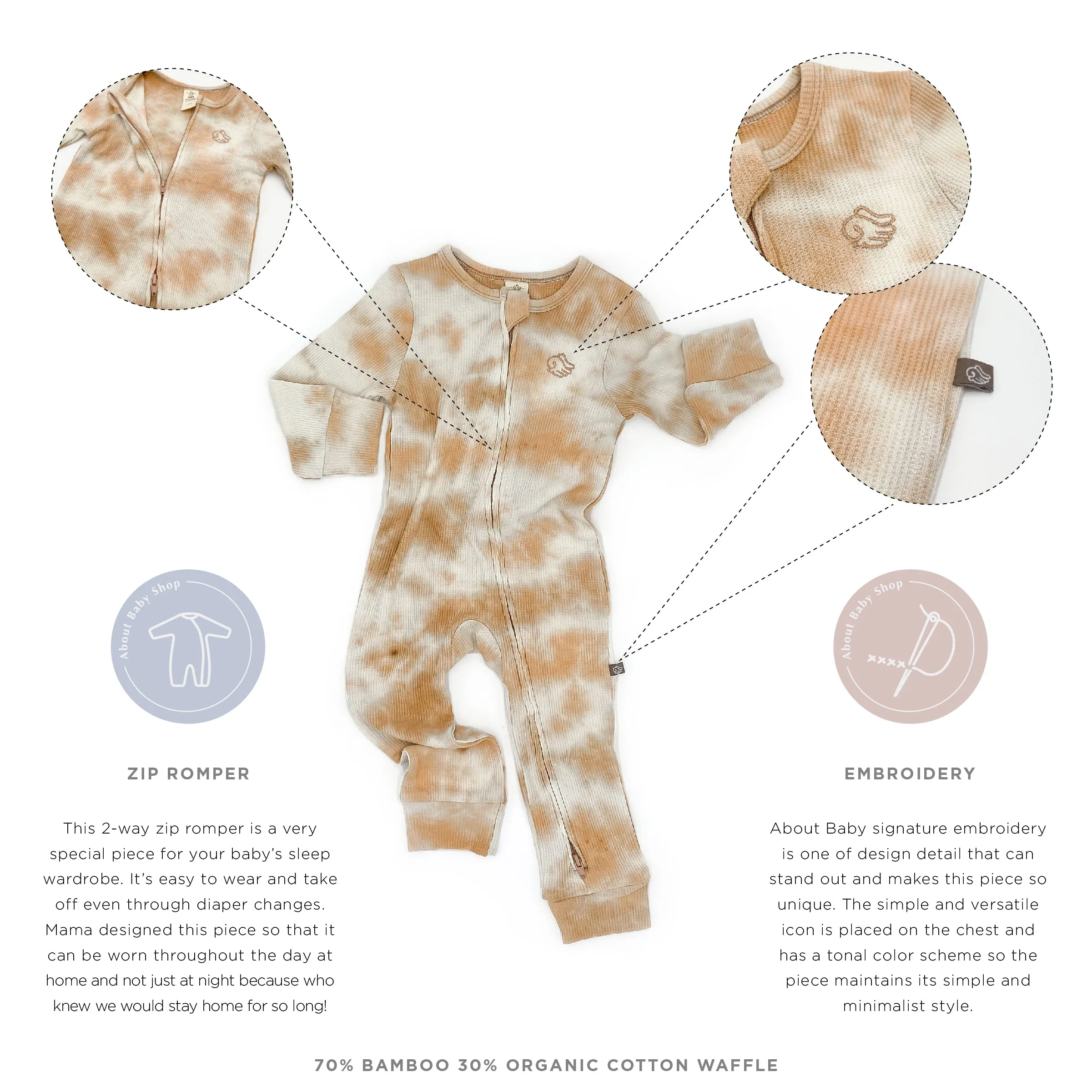 Madison Tie Dye Zip Romper - Autumn
