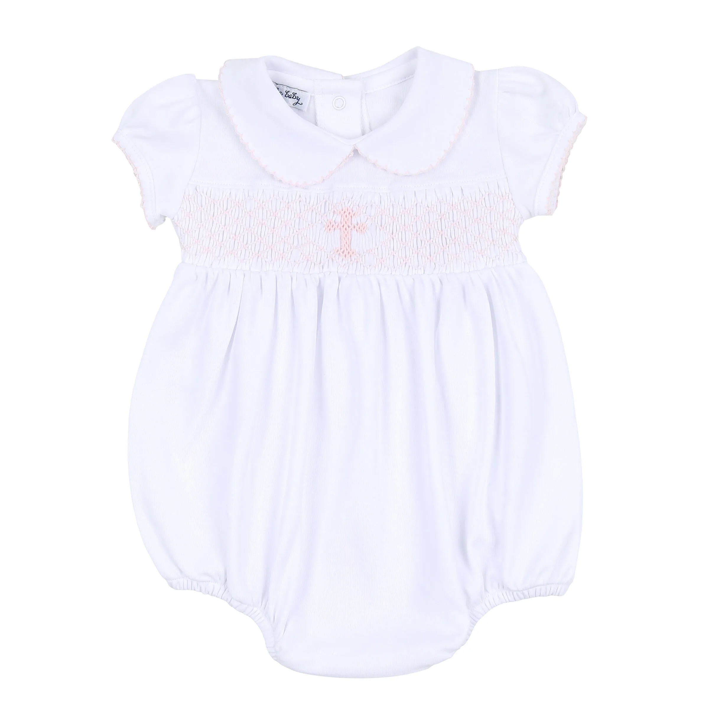 Magnolia Baby Blessed Smocked Collared Bubble - Pink