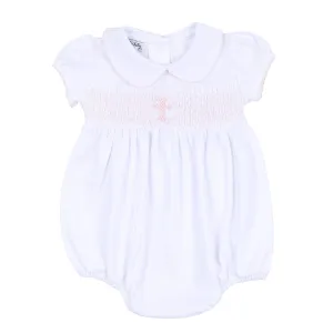 Magnolia Baby Blessed Smocked Collared Bubble - Pink