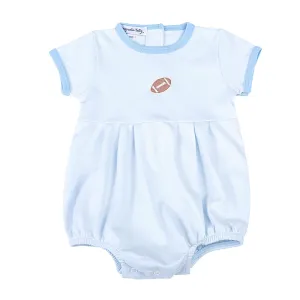 Magnolia Baby Darling Football Embroidered Bubble - Blue