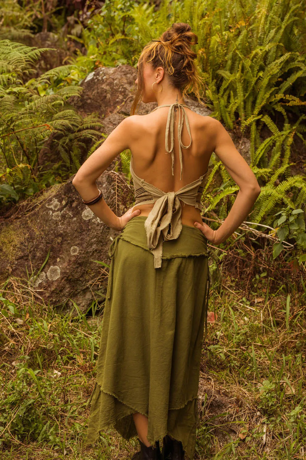 MAIA BLOCK PRINT HALTER TOP NATURAL BEIGE
