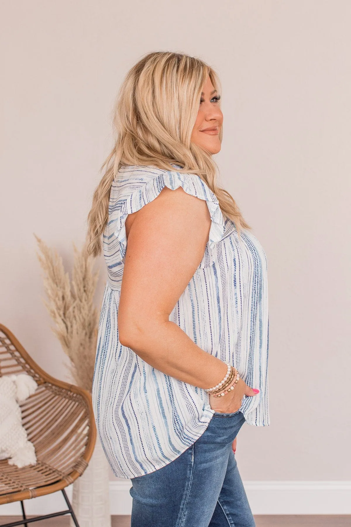 Make Way For The New Embroidered Blouse- Blue