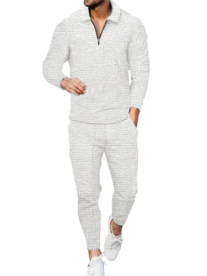 Male Spring Autumn Casual Long Sleeve V Neck Sets