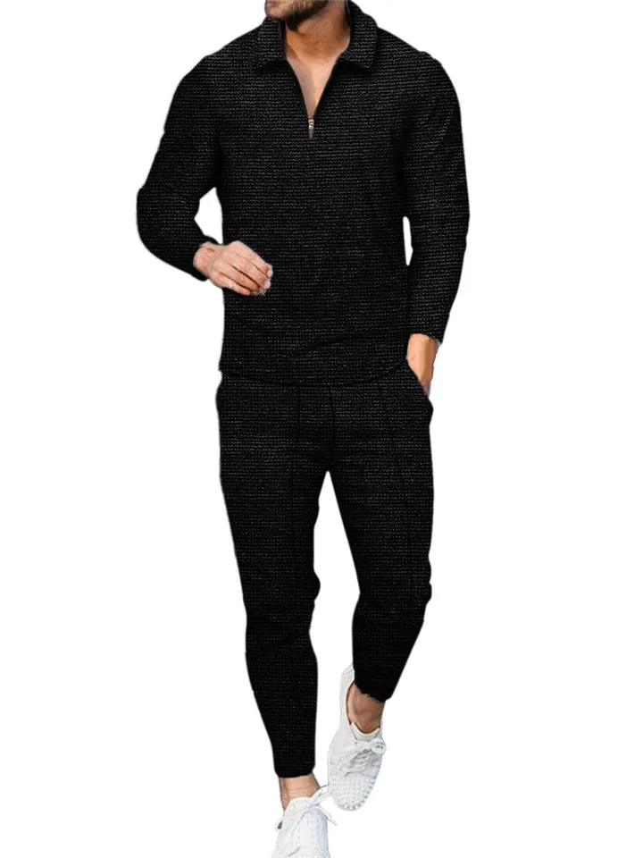 Male Spring Autumn Casual Long Sleeve V Neck Sets