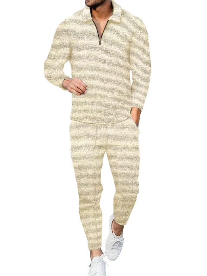 Male Spring Autumn Casual Long Sleeve V Neck Sets