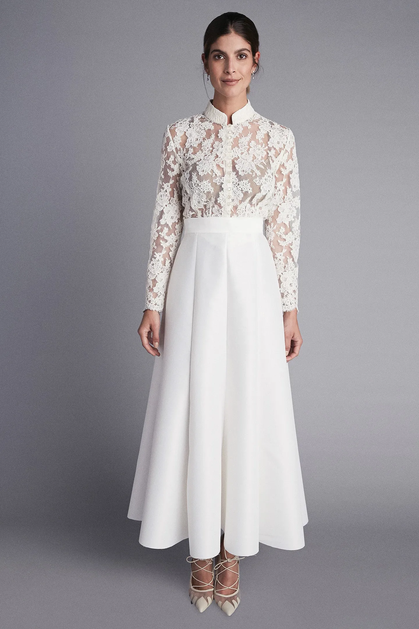 Mandarin Collar Long Sleeve Shirt