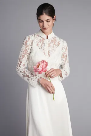 Mandarin Collar Long Sleeve Shirt