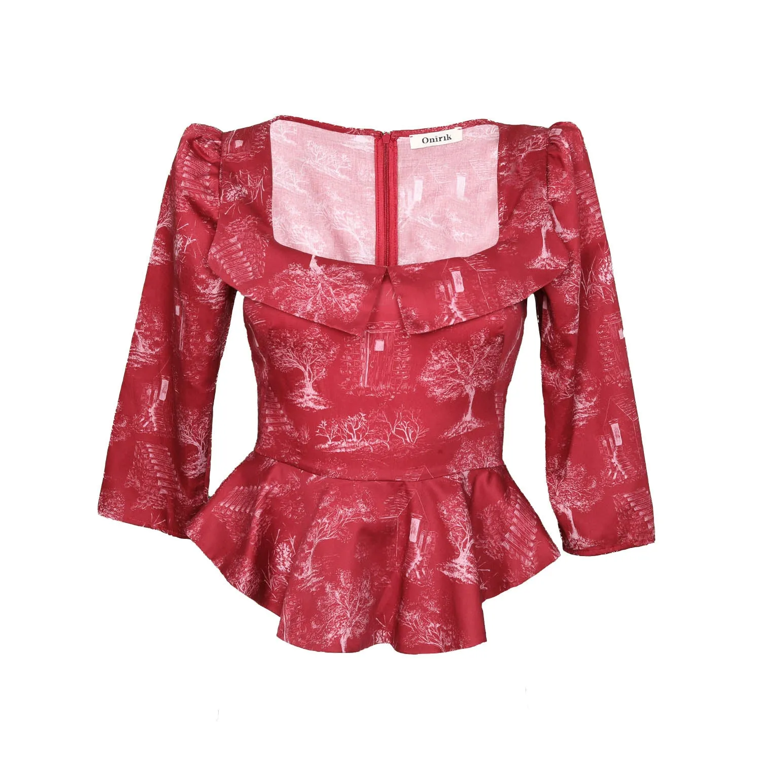 Mari Top / Ruby Red   Alabaster Toile Cotton