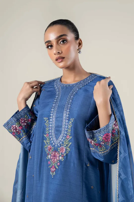 Maria.B | 2 Pc Embroidered Raw Silk Suit '24 | MB-WF24-36