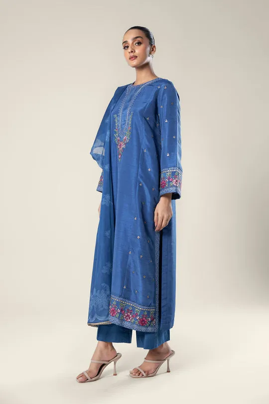 Maria.B | 2 Pc Embroidered Raw Silk Suit '24 | MB-WF24-36