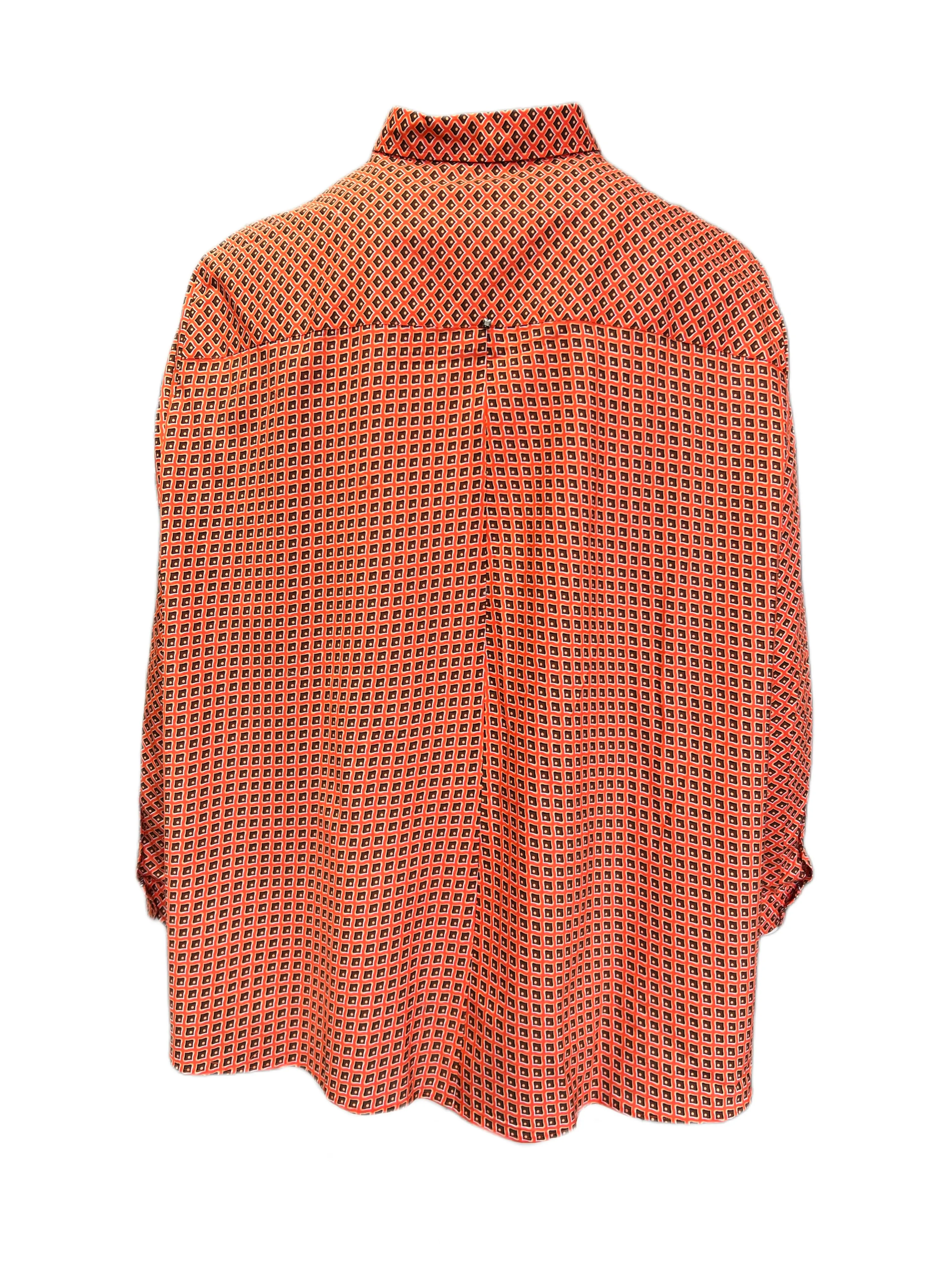 Marina Rinaldi Women's Orange Famiglia Printed Cotton Shirt Size 22W/31